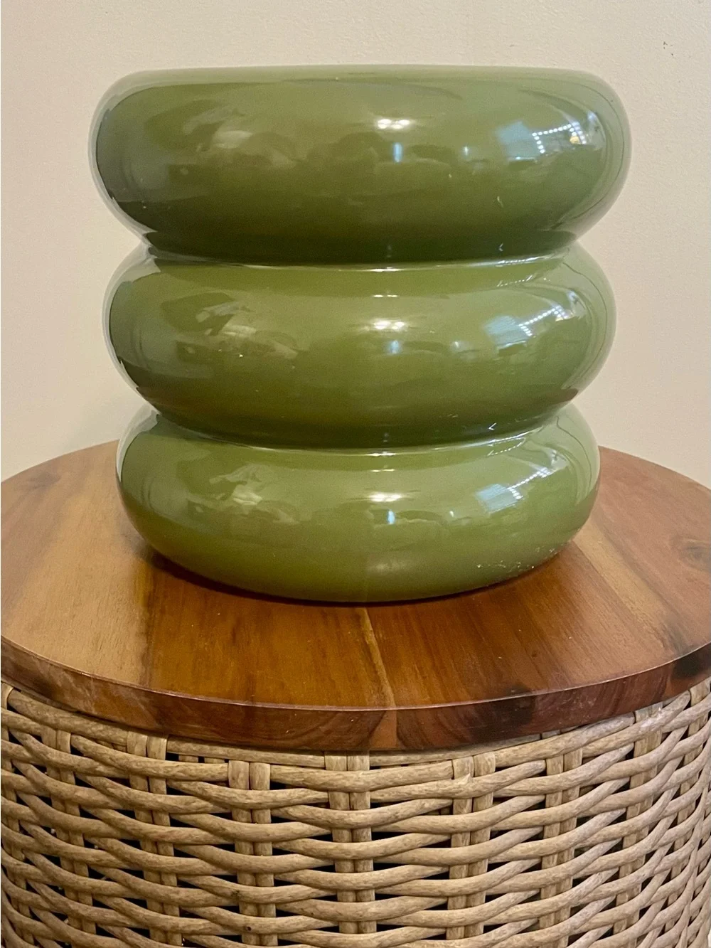 NWOT Olive Green Glossy Bubble Ceramic Planter Pot Vase House plants